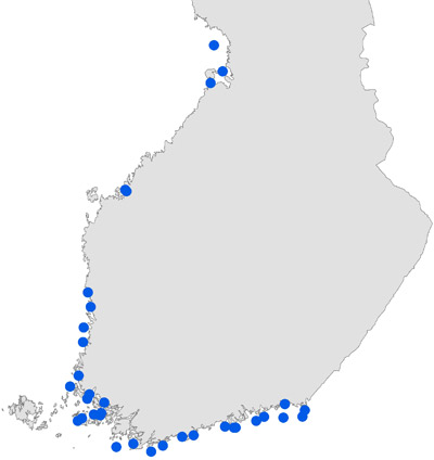 Merimetson pesimäalueet vuonna 2011.